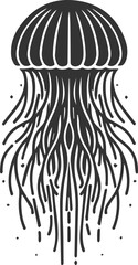 Jellyfish silhouette vector underwater fish drawing
