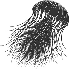 Jellyfish silhouette vector underwater fish drawing