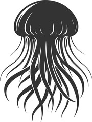 Jellyfish silhouette vector underwater fish drawing