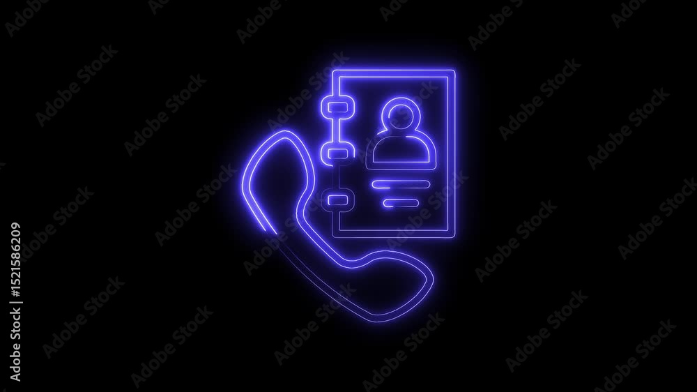 Poster business networking address book neon glowing effect on dark background animation