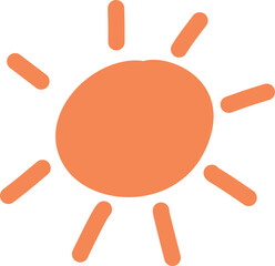 Cute doodle sun icon with orange rays