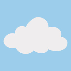 Cute white cartoon cloud on blue background