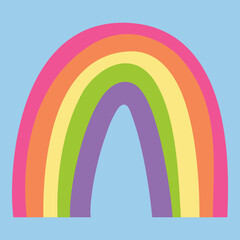 Colorful cartoon rainbow with pastel arcs 