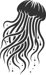 Jellyfish silhouette vector underwater fish drawing