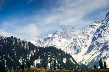 snow covered Himalayan mountains in winter- Kashmir, Inida