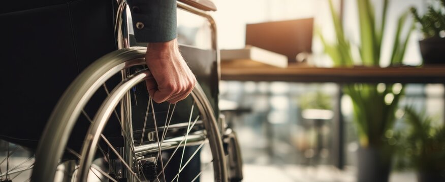 The wheelchair symbolizing empowerment and support in a modern workspace setting.