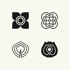 Mid century modern flowers vectors. Simple geometric icons.