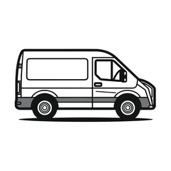 Fototapeta premium Professional Van Delivery Car Line Style Icon Vector Illustration