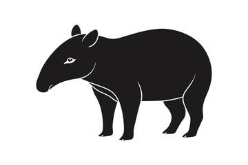 Obraz premium Tapir silhouette vector illustration on white background 
