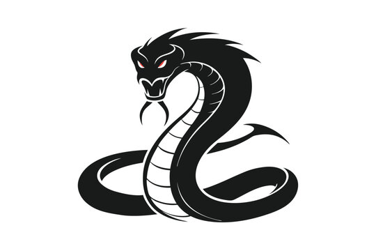 Snake black tattoo vector illustration on white background