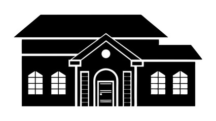 Black and white vector house icon set for residential building and real estate business illustration silhouette on white background