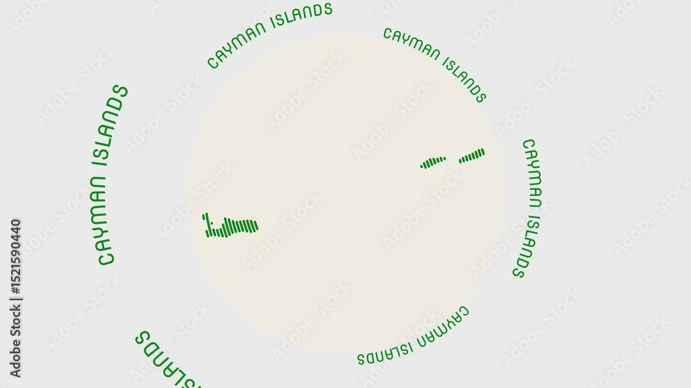 Poster cayman islands shape with dynamic circles visual effect. animation of cayman islands logo appearing 