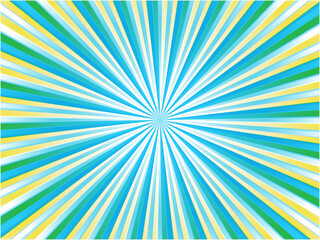 鮮やかに激しく広がる集中線背景_ライトブルー×イエロー