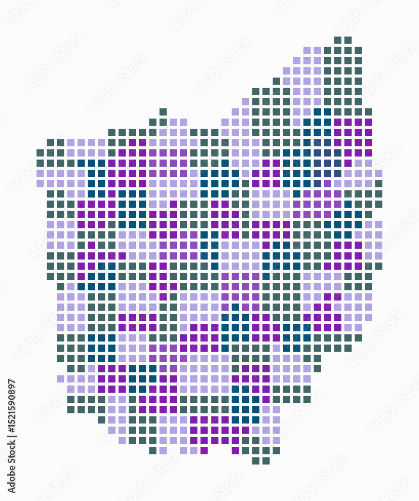 Poster ohio dotted map. digital style map of the state on white background. ohio shape with square dots. co