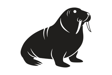 Fototapeta premium Walrus silhouette isolated on white background