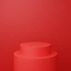 Minimalist 3D Podium Background – Red – Portrait