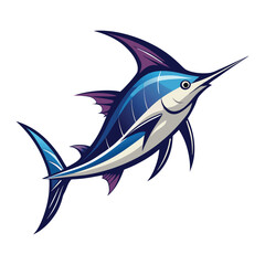 Naklejka premium swordfish silhouette vector illustration white background.