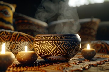 Yellow bowl on the old floor