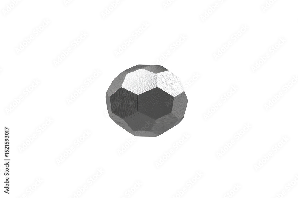 Poster metallic, faceted sphere with reflective surface, isolated on transparency background, showcasing ge