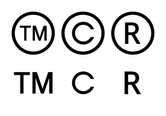 copyright symbol, trademark, Registered Trademark, vector icon