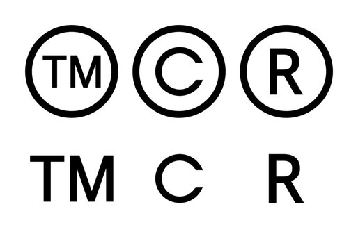 copyright symbol, trademark, Registered Trademark, vector icon