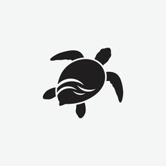 Download a clean black silhouette of a sea turtle, ideal for ocean-themed graphics, marine conservation projects, tattoos, decals, logos, and educational materials. 
