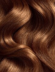 Fototapeta premium Shiny chestnut hair with soft waves and detailed texture closeup