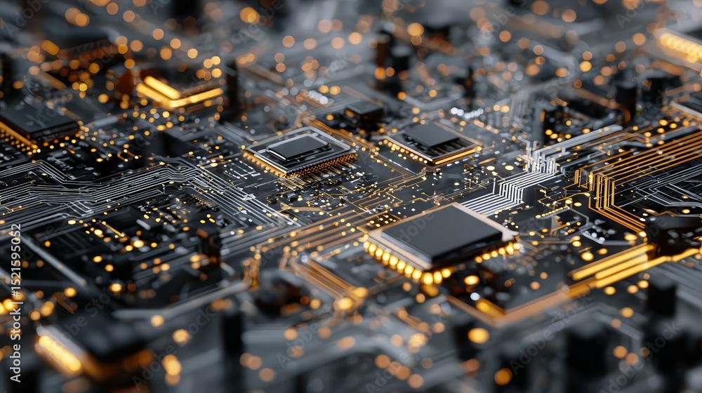 Aufkleber advanced technology circuits featuring cpus, microchips, and neural networks illuminated by cloud da
