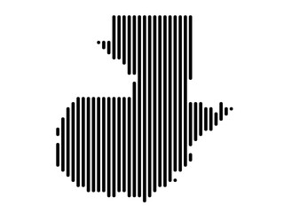 Vertical Lines Vector Map of Guatemala Small