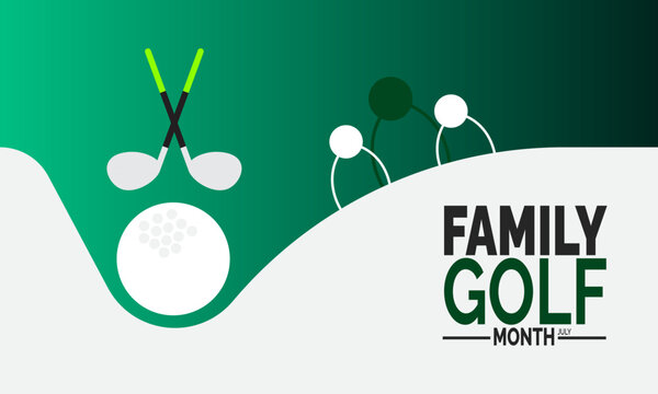 Family Golf Month. July Sports Activity Background for Banners, Cards, and Social Media Design