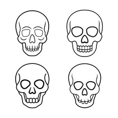 A set of skull line art vector illustration