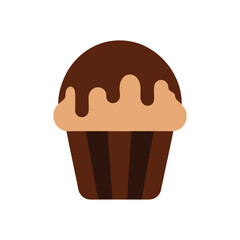 Chocolate cupcake with drip vector art illustration
