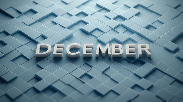 December Month on Abstract Tile Background for Festive Themes