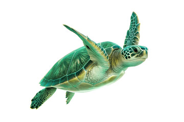 green turtle isolated on white