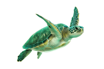 green turtle isolated on white
