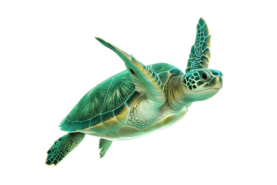 green turtle isolated on white