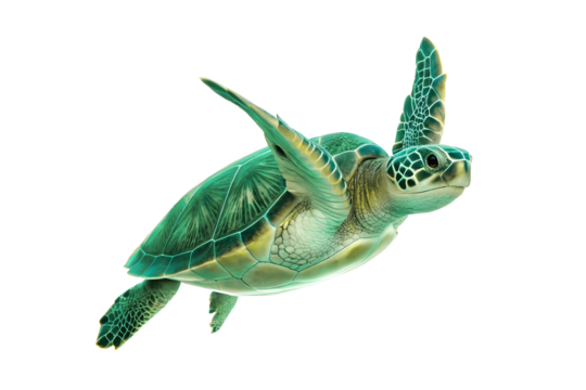 green turtle isolated on white