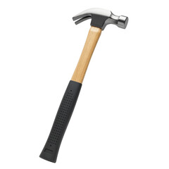 Claw hammer with wood and rubber handle isolated on transparent background