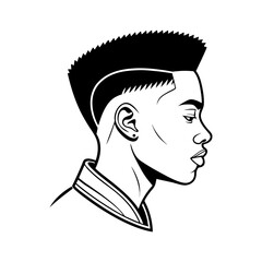 Young man profile silhouette isolated on transparent background