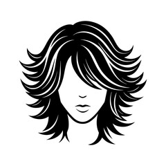 Stylish womens hairstyle silhouette isolated on transparent background