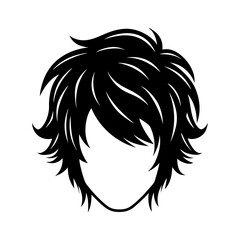 Stylish boy short hair silhouette isolated on transparent background