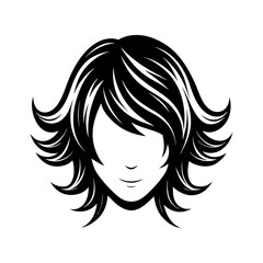 Wavy bob haircut silhouette isolated on transparent background