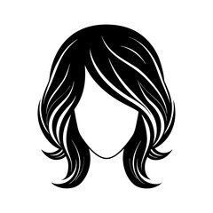 Wavy bob hairstyle silhouette isolated on transparent background