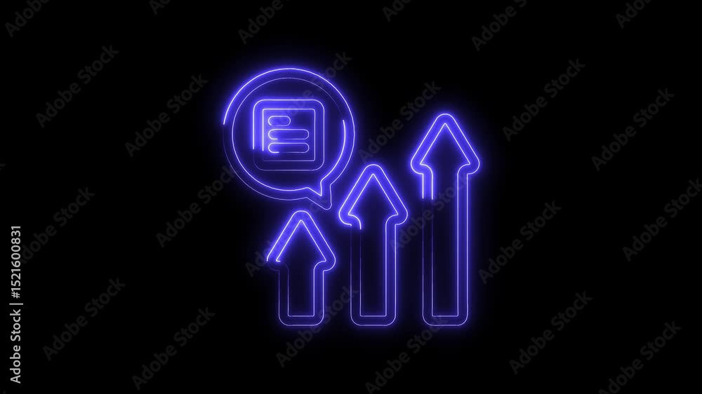 Aufkleber neon arrows graph with data speech bubble symbolizing growth analytics and market strategy