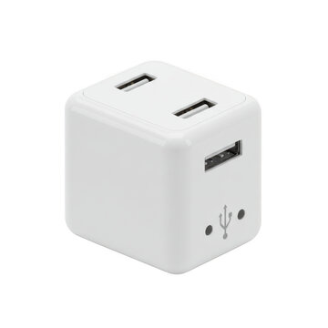 White dual usb charging cube isolated on transparent background