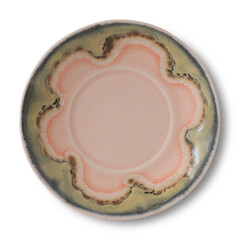 Antique porcelain plate and Chinese teacup with a blank golden vintage round frame design