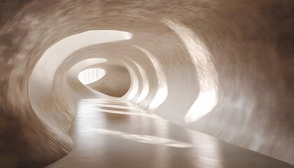 Obraz premium A winding tunnel with soft, sculpted walls.