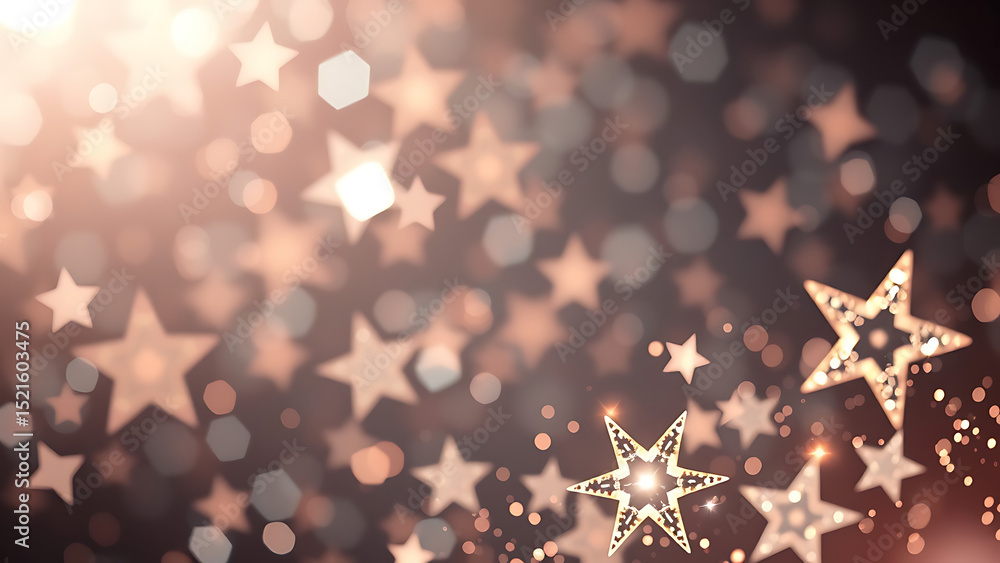 Poster shiny metallic star shapes element set on transparent background