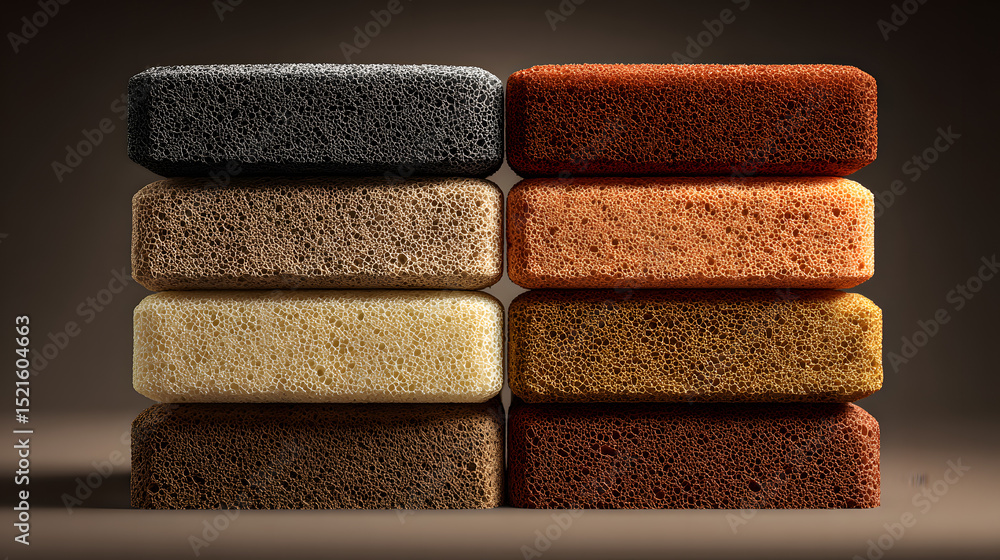 Poster stacked blocks of various earth tones a study in texture and color