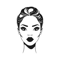 Elegant woman silhouette, female profile vector, beauty salon logo, lady face outline, stylish girl head design	